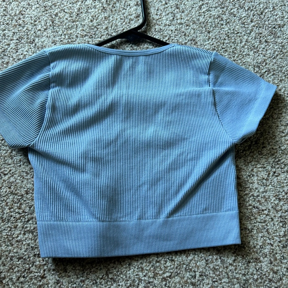 American Eagle Outfitters Blue Ribbed Crop Top